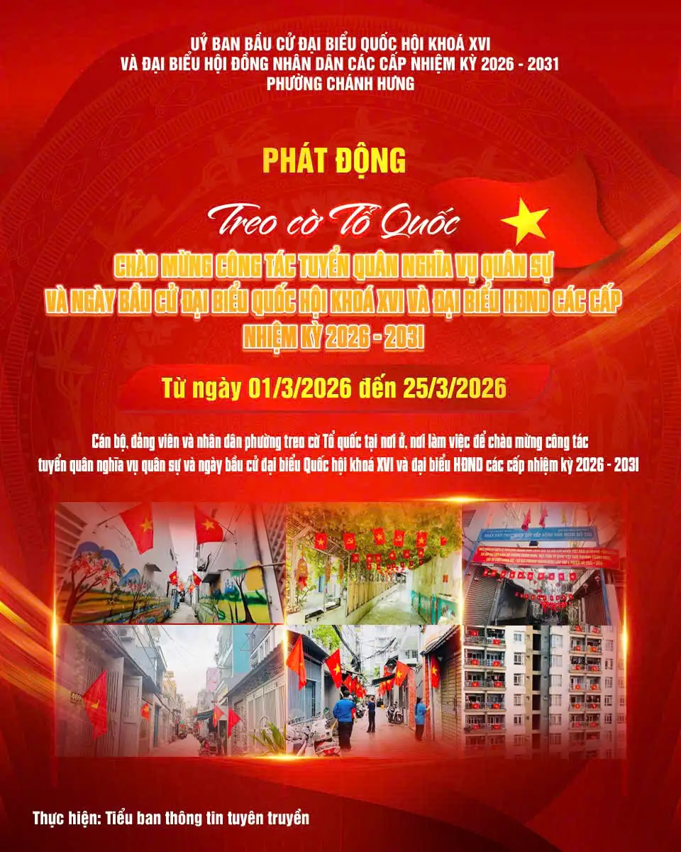 Tuyên truyền treo cờ Tổ quốc – bầu cử Đại biểu Quốc hội và Đại biểu HĐND các cấp