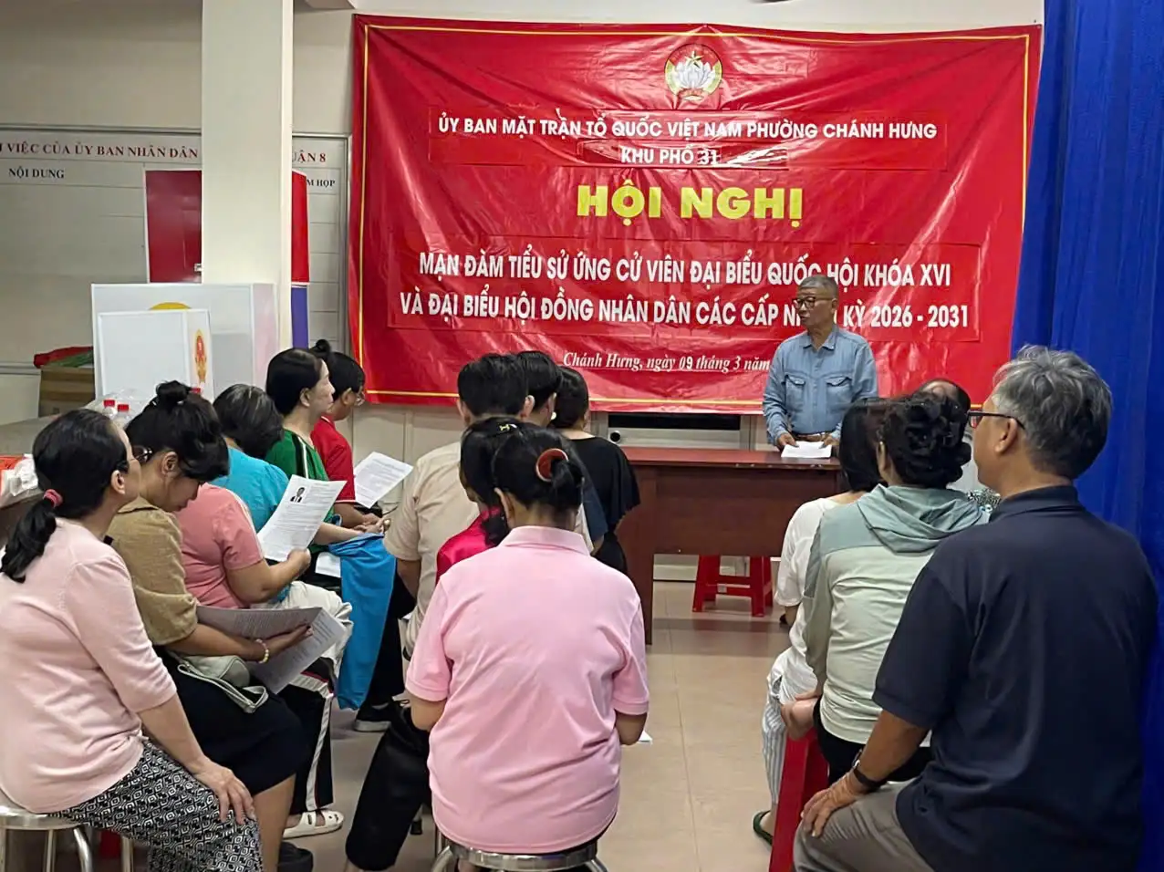 Phường Chánh Hưng tổ chức mạn đàm giới thiệu tiểu sử ứng cử viên đại biểu Quốc hội khóa XVI và đại biểu Hội đồng nhân dân các cấp nhiệm kỳ 2026 – 2031