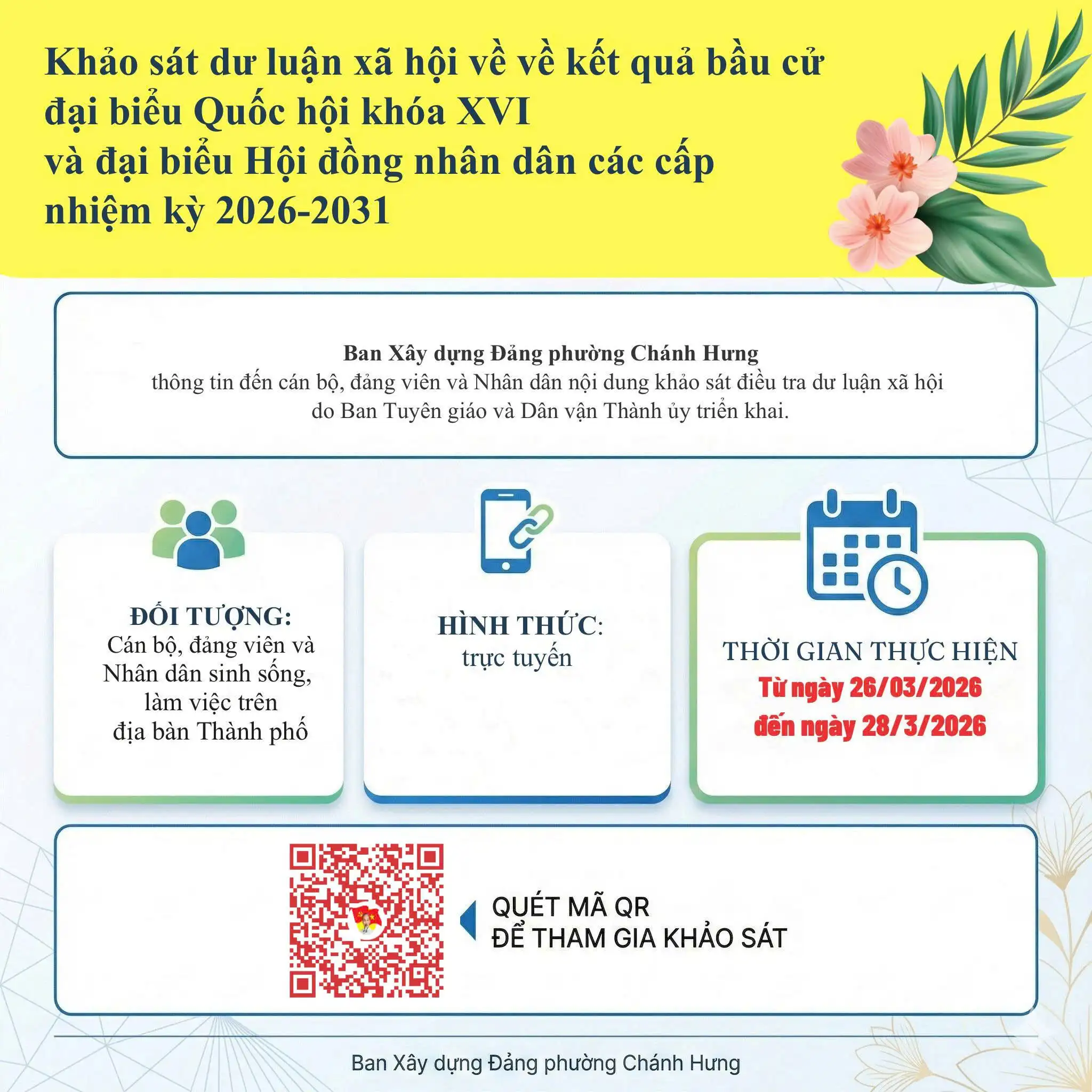 Tham gia thực hiện Phiếu khảo sát kết quả cuộc bầu cử đại biểu Quốc hội khóa XVI và đại biểu Hội đồng nhân dân các cấp nhiệm kỳ 2026 – 2031