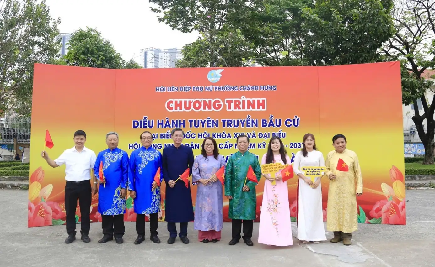 Phường Chánh Hưng diễu hành tuyên truyền bầu cử đại biểu Quốc hội khóa XVI và đại biểu Hội đồng nhân dân các cấp nhiệm kỳ 2026 – 2031
