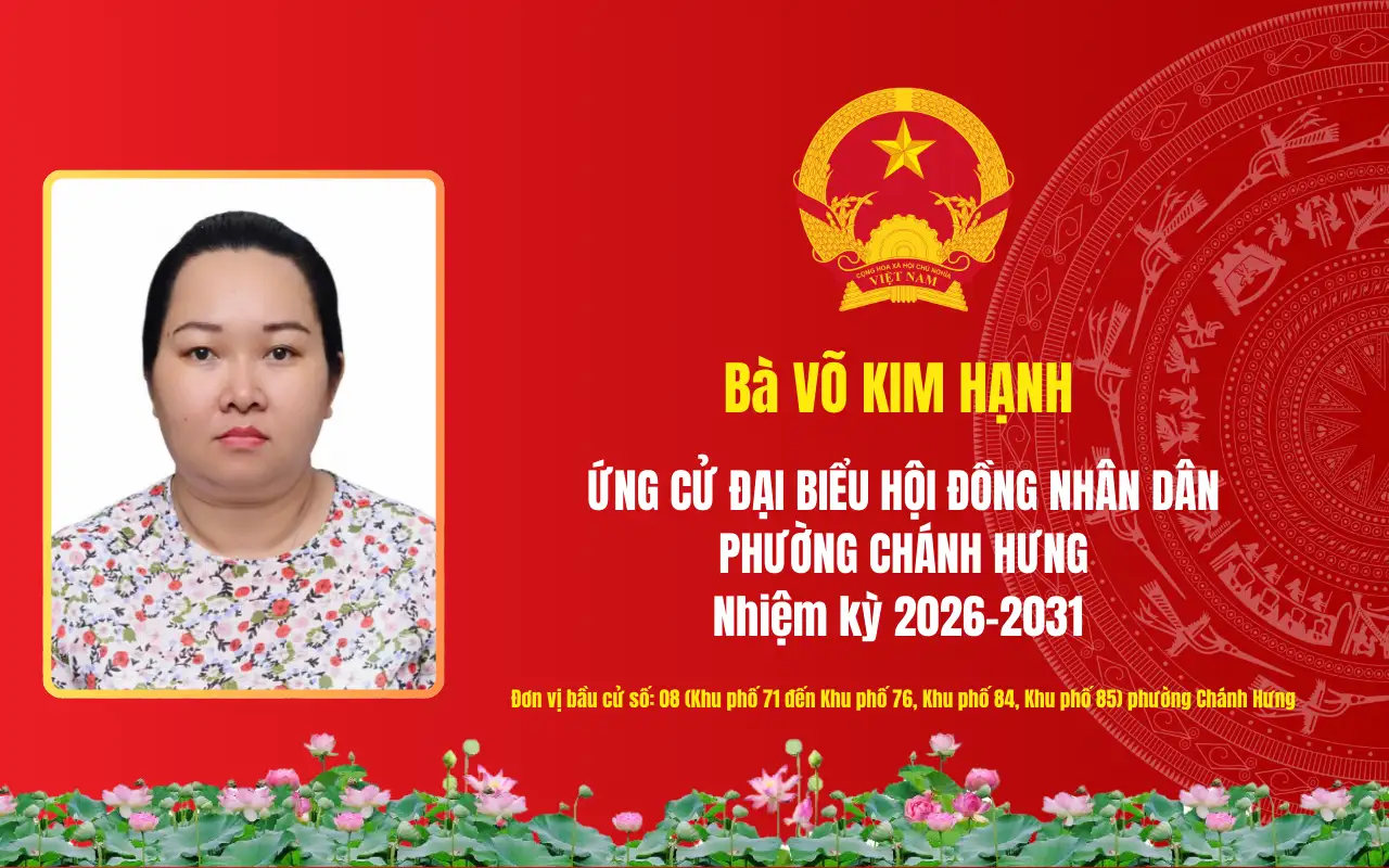 Tóm tắt tiểu sử bà Võ Kim Hạnh ứng cử Đại biểu Hội đồng nhân dân phường Chánh Hưng