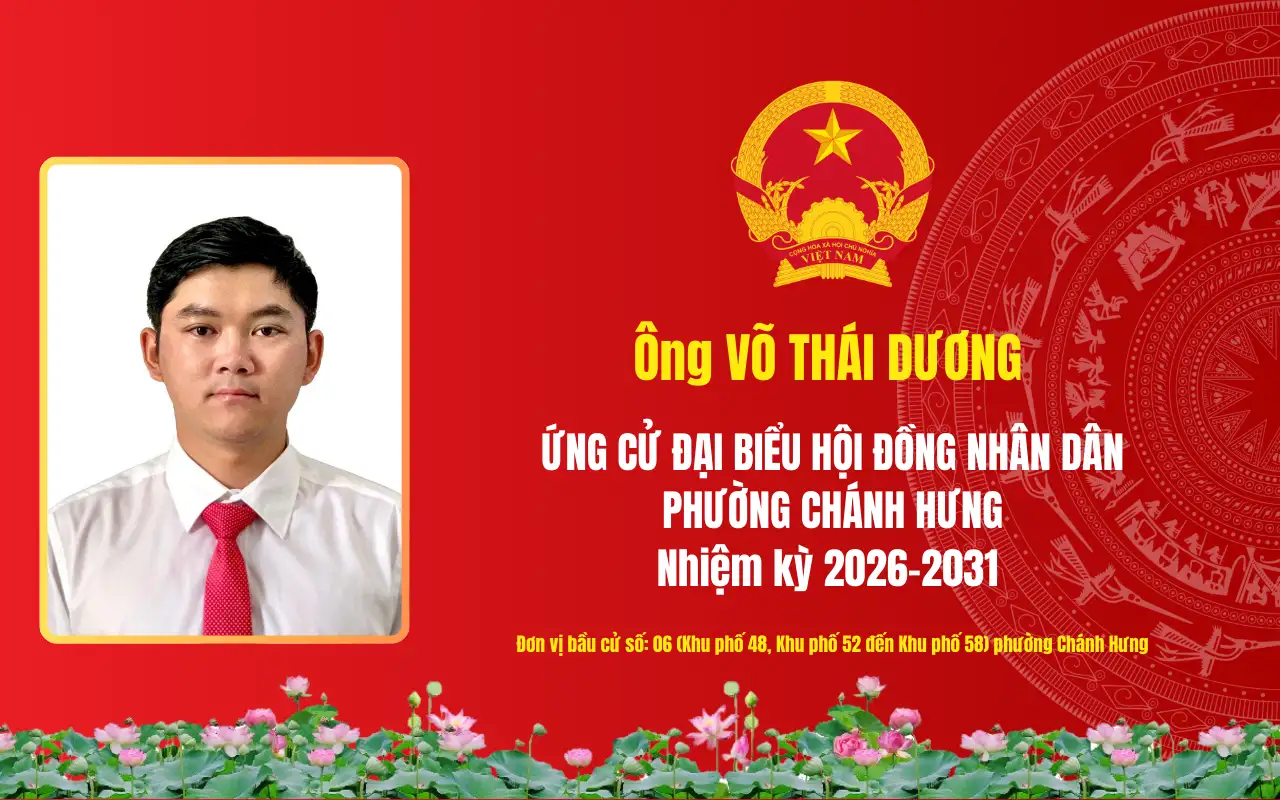 Tóm tắt tiểu sử ông Võ Thái Dương ứng cử Đại biểu Hội đồng nhân dân phường Chánh Hưng