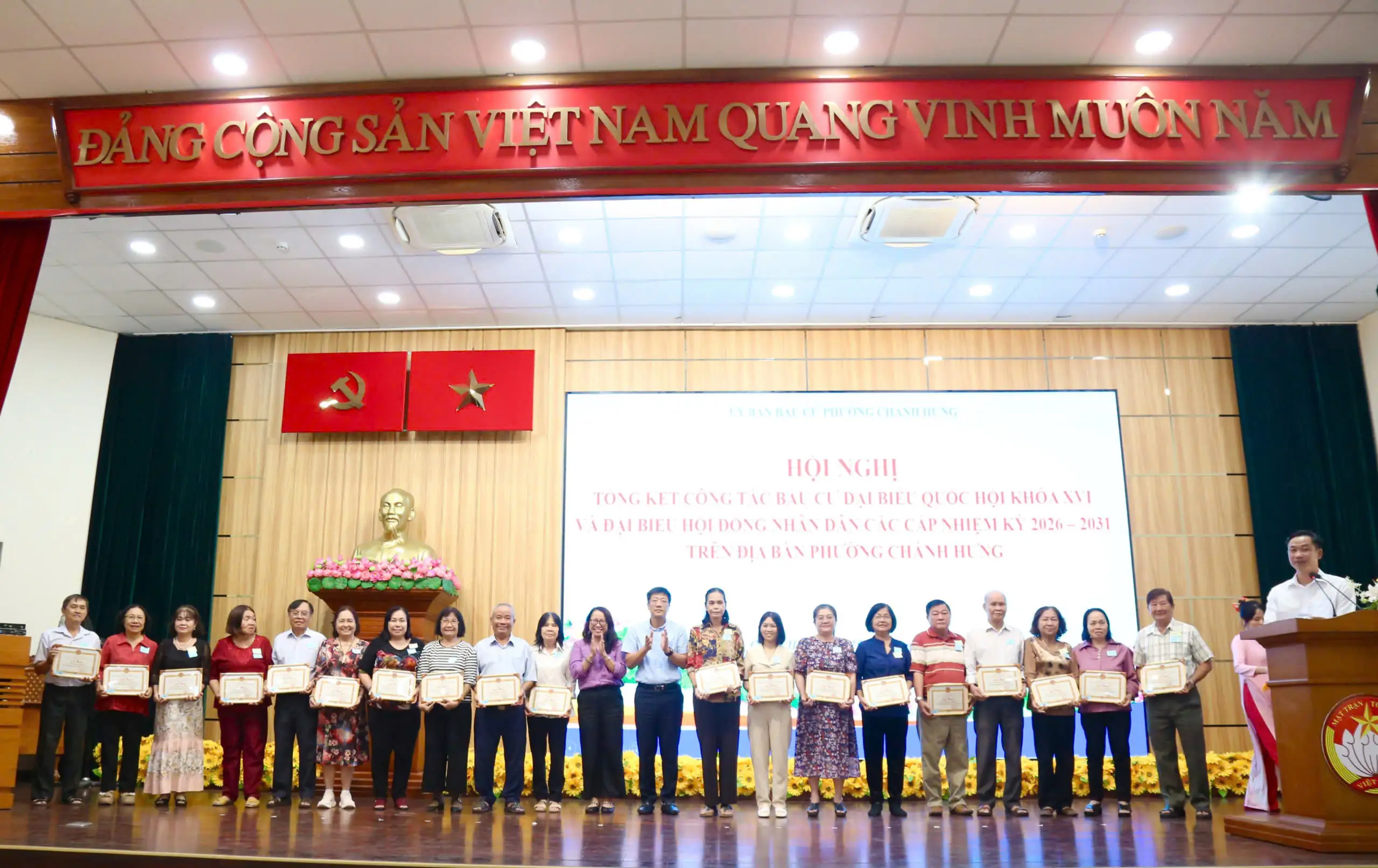Phường Chánh Hưng: tổng kết công tác bầu cử đại biểu Quốc hội khóa XVI và đại biểu Hội đồng nhân dân các cấp nhiệm kỳ 2026 – 2031