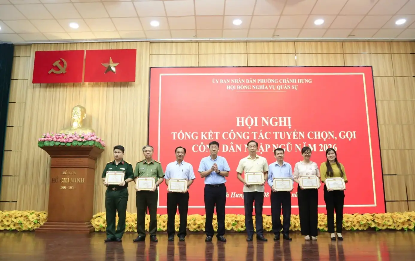 Hội đồng Nghĩa vụ quân sự phường Chánh Hưng: tổng kết công tác tuyển chọn, gọi công dân nhập ngũ năm 2026