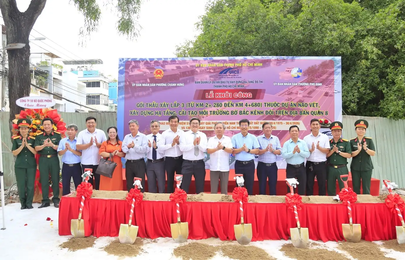 Tiếp tục khởi công gói thầu xây lắp thuộc dự án Nạo vét, xây dựng hạ tầng, cải tạo môi trường bờ Bắc kênh Đôi